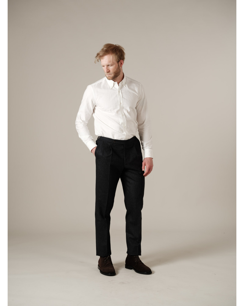 Camicia button down in oxford bianca fatta a Napoli