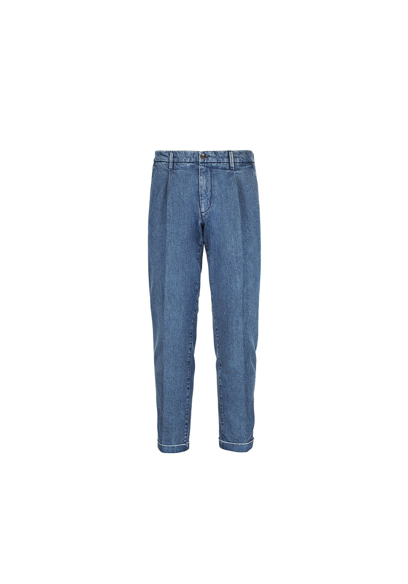 Washed Denim Single Pleat Jeans