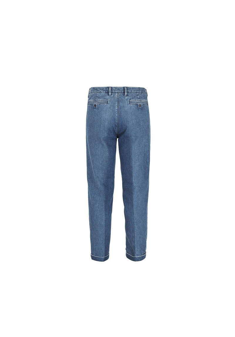 Washed Denim Single Pleat Jeans