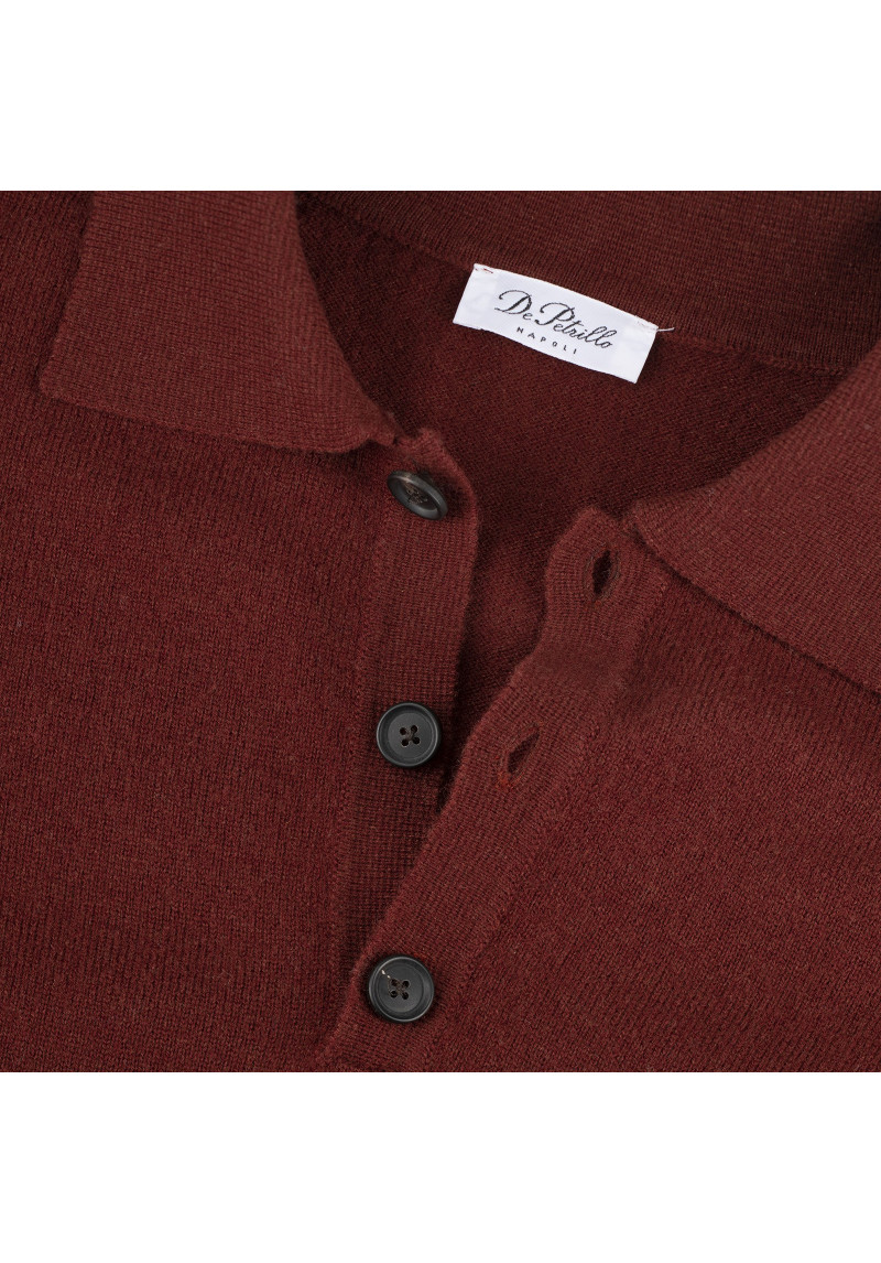 Rust Red Cashmere, Wool And Silk Polo Shirt