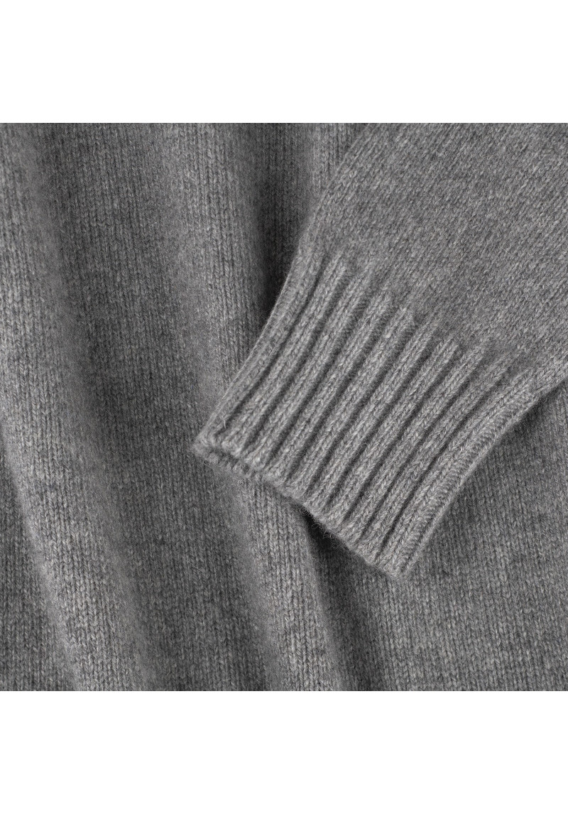 Light Grey Cashmere And Wool Crewneck Sweater