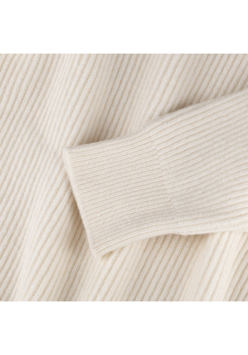 Off-White Wool And Cashmere Cable-Knit Roll Neck Sweater