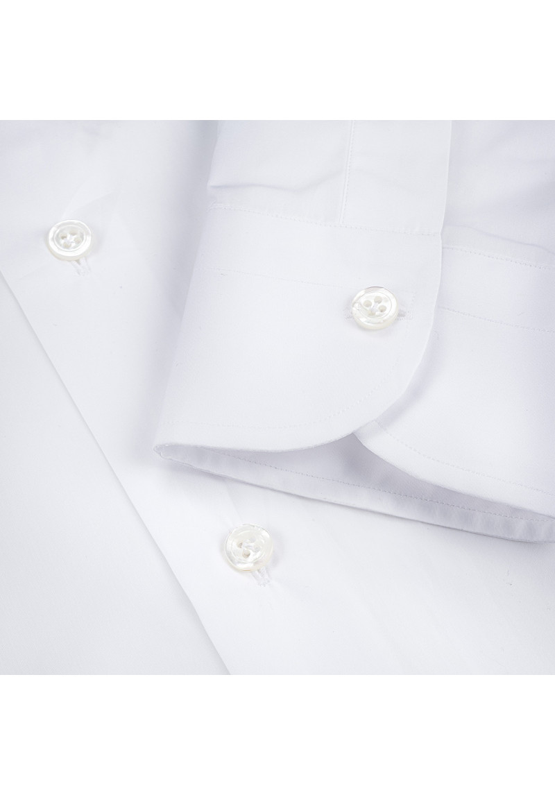 White Cotton Poplin Cutaway Collar Shirt