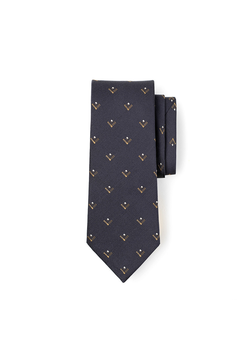Black With Gold Embroidery Silk Tie
